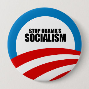 CHAPA REDONDA DE 10 CM PARE EL SOCIALISMO DE OBAMA