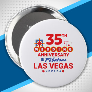 Chapa Redonda De 10 Cm Parejas del 35° Aniversario Boda Las Vegas