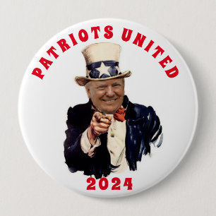 CHAPA REDONDA DE 10 CM PATRIOTAS DONALD TRUMP 2020 UNIDOS