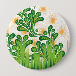 Chapa Redonda De 10 Cm Patrón artístico verde y dorado que representa un 