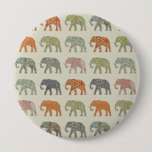 Chapa Redonda De 10 Cm Patrón contemporáneo de animal colorido elefante