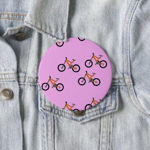 Chapa Redonda De 10 Cm Patrón de bicicletas en rosa