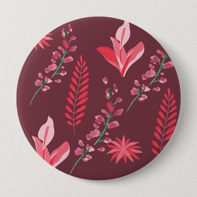 Chapa Redonda De 10 Cm Patrón de flores (Anverso)