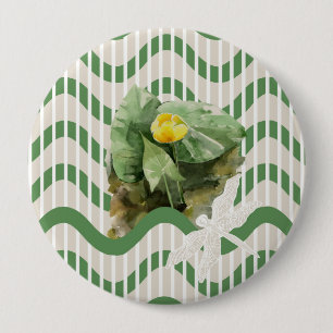 Chapa Redonda De 10 Cm Patrón de nenúfares