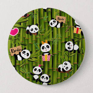 Chapa Redonda De 10 Cm Patrón de Panda 2