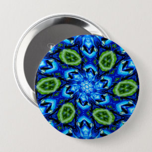 Chapa Redonda De 10 Cm Patrón floral azul abstracto