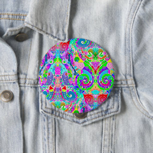 Chapa Redonda De 10 Cm Patrón Pintado A Mano Y Digitalmente Art. 22