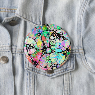 Chapa Redonda De 10 Cm Patrón Pintado A Mano Y Digitalmente Art. 31