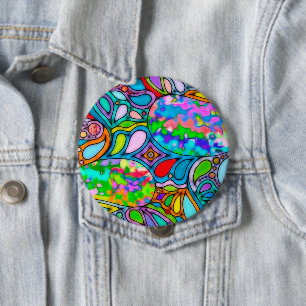 Chapa Redonda De 10 Cm Patrón Pintado A Mano Y Digitalmente Art 54