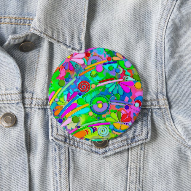 Chapa Redonda De 10 Cm Patrón Pintado A Mano Y Digitalmente Artículo 18 (In situ)