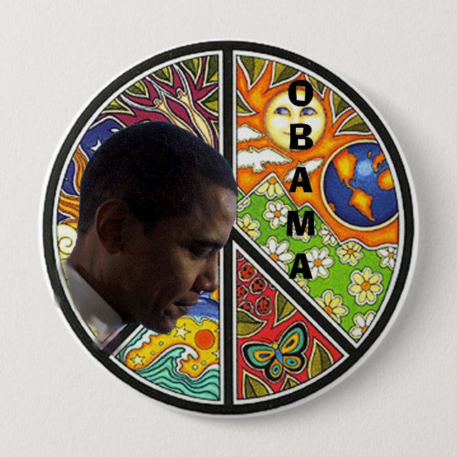 CHAPA REDONDA DE 10 CM PAZ OBAMA (Anverso)
