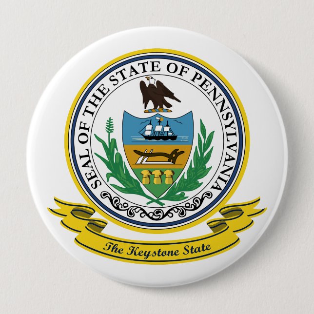 Chapa Redonda De 10 Cm Pennsylvania Seal (Anverso)