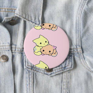 Chapa Redonda De 10 Cm Pequeños gatitos en rosa