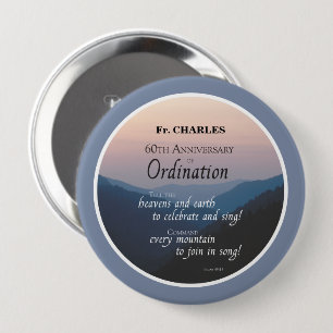 Chapa Redonda De 10 Cm Personaliza Felicidades por Ordenación en el 60º A
