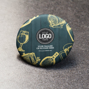Chapa Redonda De 10 Cm Personalización de negocios Dark Green Brewery Tem