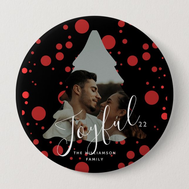 Chapa Redonda De 10 Cm Personalizado Foto Árbol de Navidad puntos negros 