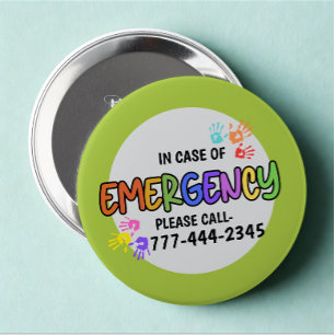 Chapa Redonda De 10 Cm Personalizado moderno Id. de emergencia Número de