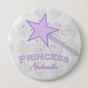 Chapa Redonda De 10 Cm Personalizado: Princesa púrpura Wand Button