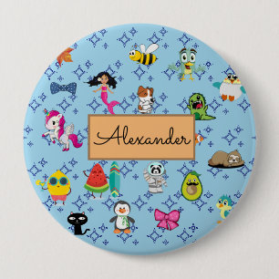 Chapa Redonda De 10 Cm Personalizados brillan lindos personalizados azule