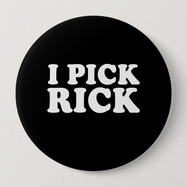 Chapa Redonda De 10 Cm PICK RICK (blanco) (Anverso)