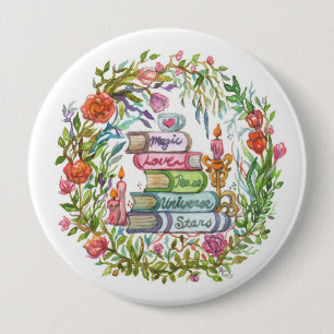 Chapa Redonda De 10 Cm Pila de libros