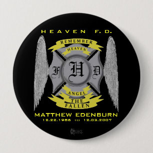 CHAPA REDONDA DE 10 CM PIN CONMEMORATIVO DE MATTHEW EDENBURN
