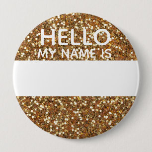 Chapa Redonda De 10 Cm Pin de Identidad Hello Mi Nombre Es con Brillo Fal