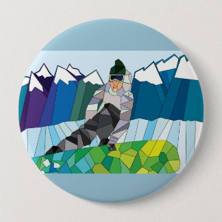 Chapa Redonda De 10 Cm Pin del Snowboarder (el personalizar detrás