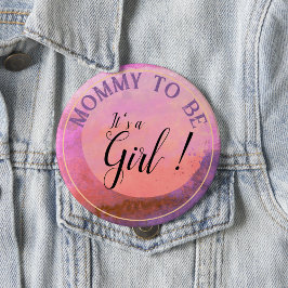 Chapa Redonda De 10 Cm Pink Gradient Watercolor 'It's a Girl' for Mommy