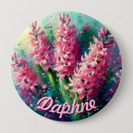 Chapa Redonda De 10 Cm Pink Hyacinths Hyacinth Floral Personalized
