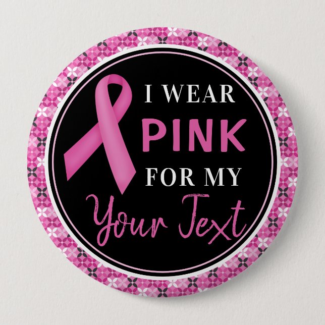 Chapa Redonda De 10 Cm Pink Ribbon Breast Cancer Awareness Design (Anverso)