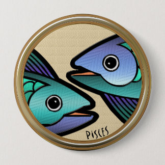 Chapa Redonda De 10 Cm Pisces Z (botón Pin-On)