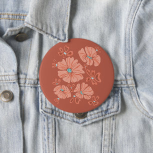 Chapa Redonda De 10 Cm Poder de flor rojo abstracto hippie