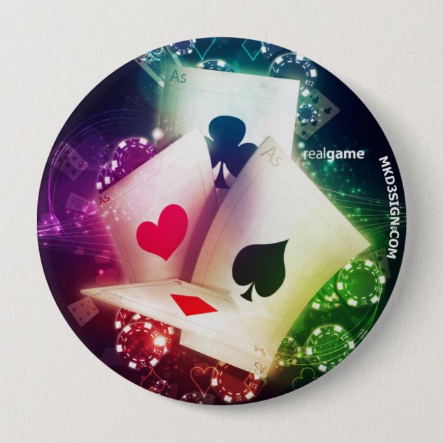 Chapa Redonda De 10 Cm Poker (Anverso)