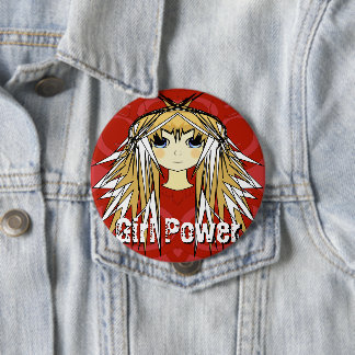 Chapa Redonda De 10 Cm Potencia chica Ultra Cute Anime Red Power