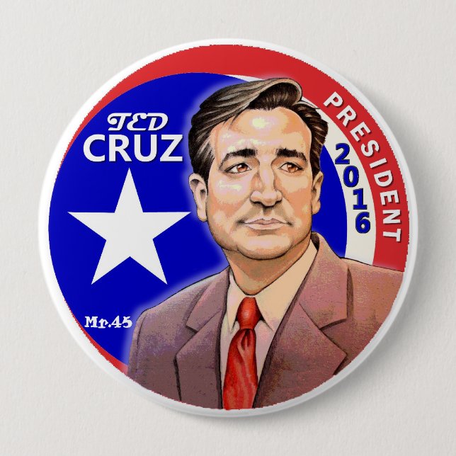 Chapa Redonda De 10 Cm Presidente 2016 de Ted Cruz (Anverso)