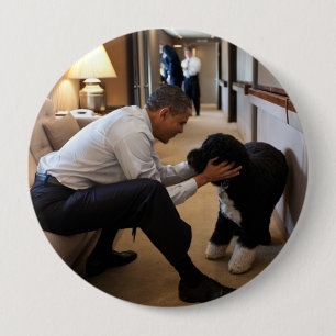 Chapa Redonda De 10 Cm Presidente Barack y Bo Obama