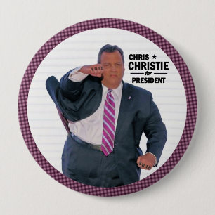 Chapa Redonda De 10 Cm Presidente de Chris Christie en 2016