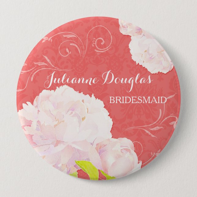 Chapa Redonda De 10 Cm Primavera Peony Boda Bouquet Bridesmaids (Anverso)