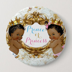 Chapa Redonda De 10 Cm Príncipe o princesa africano Gender Reveal Button