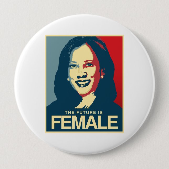 Chapa Redonda De 10 Cm Propaganda de Kamala Harris - El futuro es femenin (Anverso)