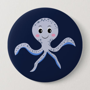 Chapa Redonda De 10 Cm Pulpo bajo el mar patrón infantil