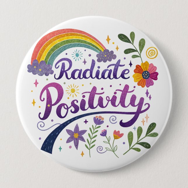 Chapa Redonda De 10 Cm "Radiate Postivity" Button (Anverso)