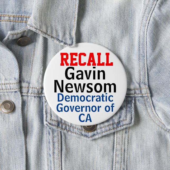 Chapa Redonda De 10 Cm Recall Gavin Newsom CA Demócrat Gov EDIT (In situ)