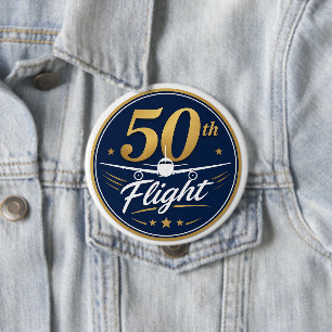 Chapa Redonda De 10 Cm recuerdo de viaje en avión de oro 50º vuelo