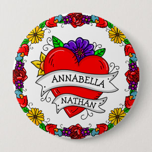 Chapa Redonda De 10 Cm Regalo de pareja romántica   Arte Tattoo Style