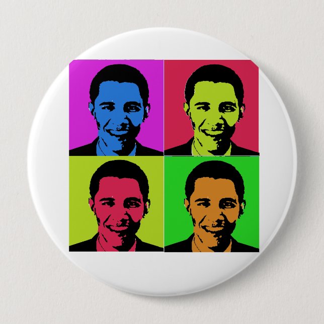 Chapa Redonda De 10 Cm Retrato de Obama (Anverso)