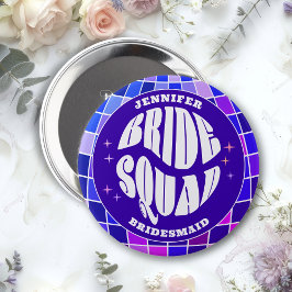 Chapa Redonda De 10 Cm Retro Groovy Bachelorette Bride la Brigada