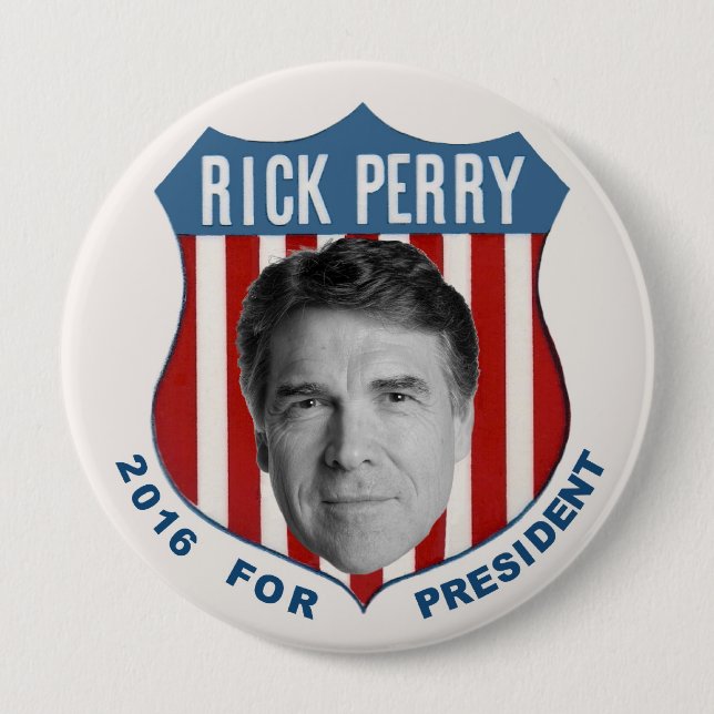 Chapa Redonda De 10 Cm Rick Perry para el presidente en 2016 (Anverso)
