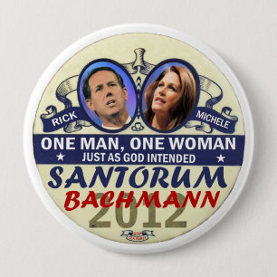 Chapa Redonda De 10 Cm Rick Santorum y Micaela Bachmann en 2012